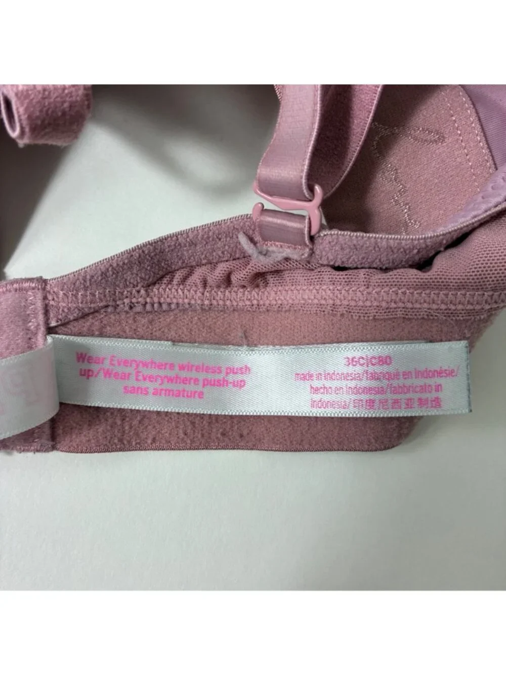 Victoria’s Secret PINK Wear Everywhere Wireless Push-Up Bra 36C Mauve Pink